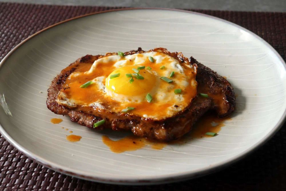 "Minute" Steak and Egg with Red Hot Butter Sauce