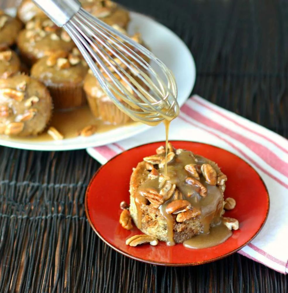 Caramel Banana Poke Muffins