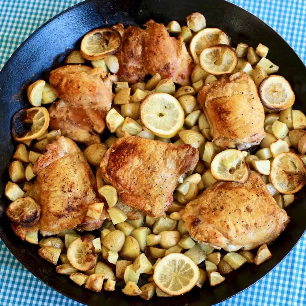 Roasted Lemon Chicken Thighs with Potatoes