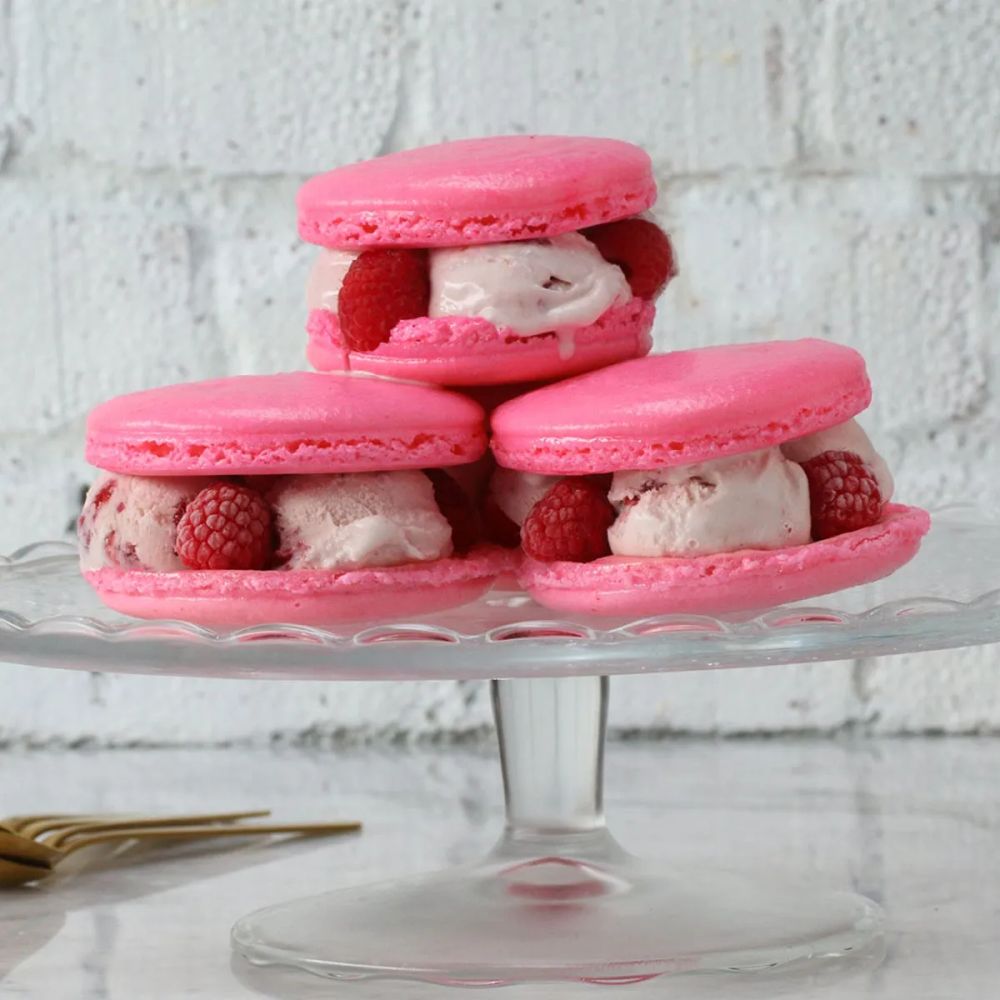 Strawberry Macaron Ice Cream Sandwich