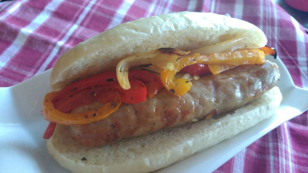 Air Fryer Italian Sausages, Peppers, and Onions