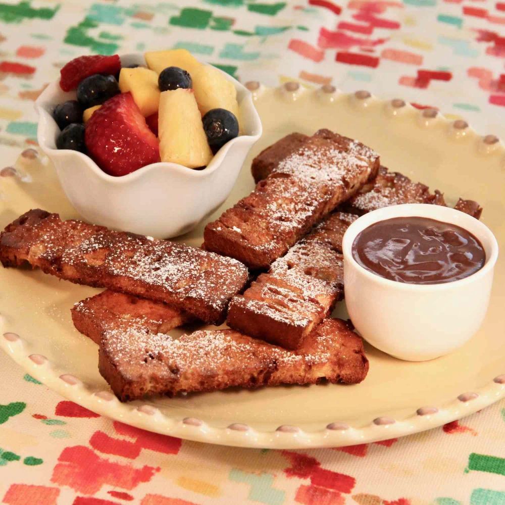 Baked Babka French Toast Sticks with Chocolate Dipping Sauce