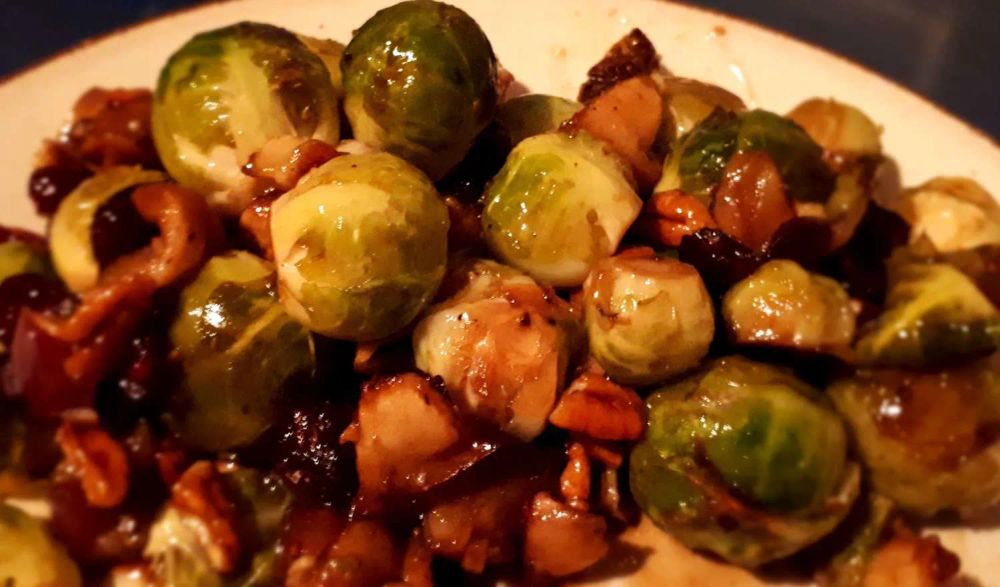 Maple-Roasted Brussels Sprouts with Apples and Cranberries