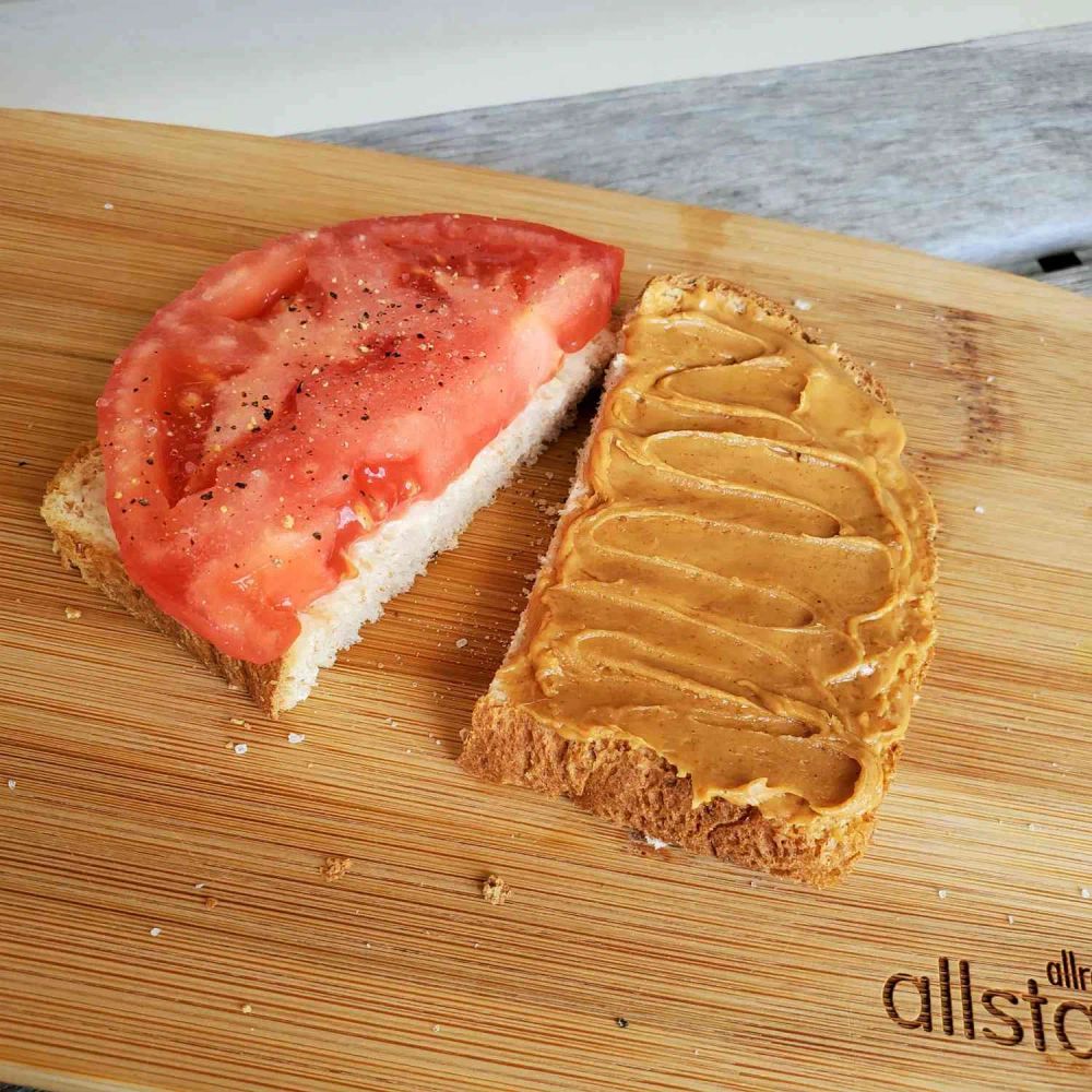 Simple Peanut Butter and Tomato Sandwich