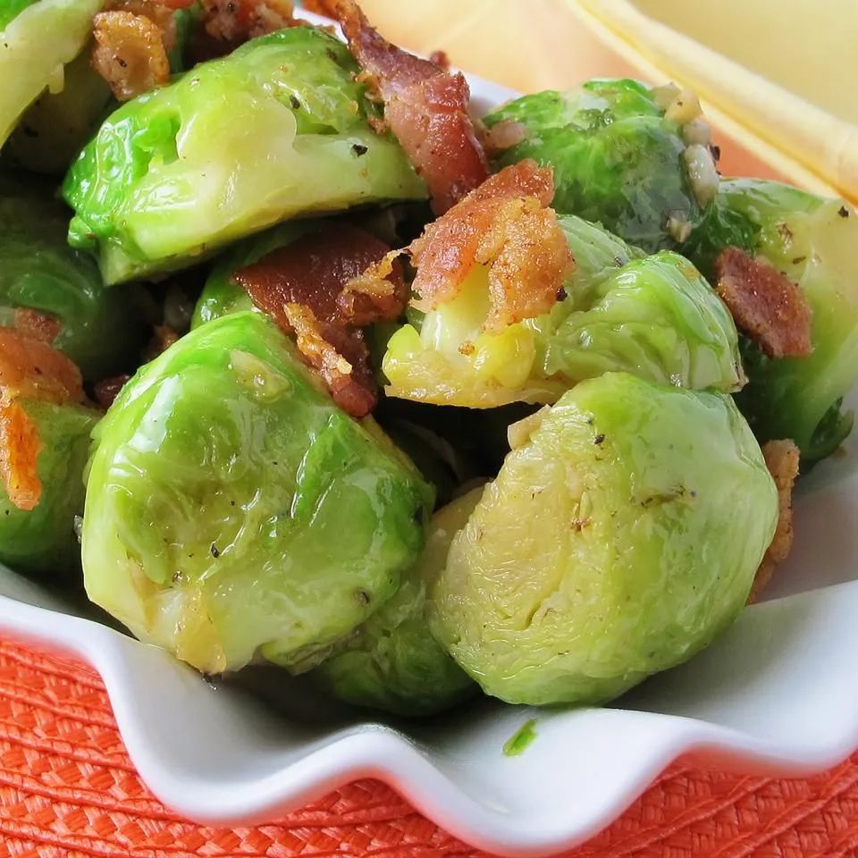 Sautéed Brussels Sprouts with Bacon and Onions