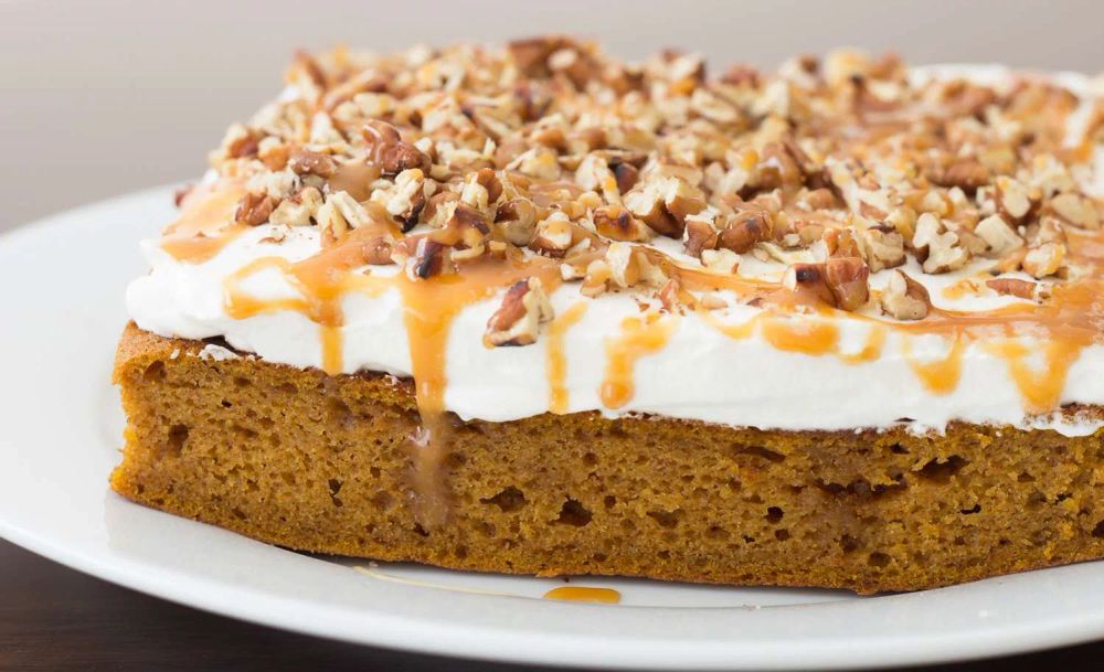 Pumpkin Caramel Bourbon Poke Cake