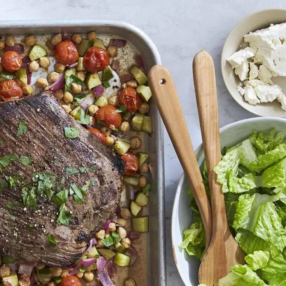 Greek Flank Steak and Veggie Salad