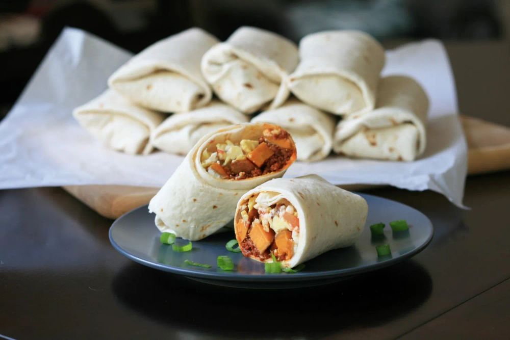 Make-Ahead Sweet Potato and Chorizo Breakfast Burritos