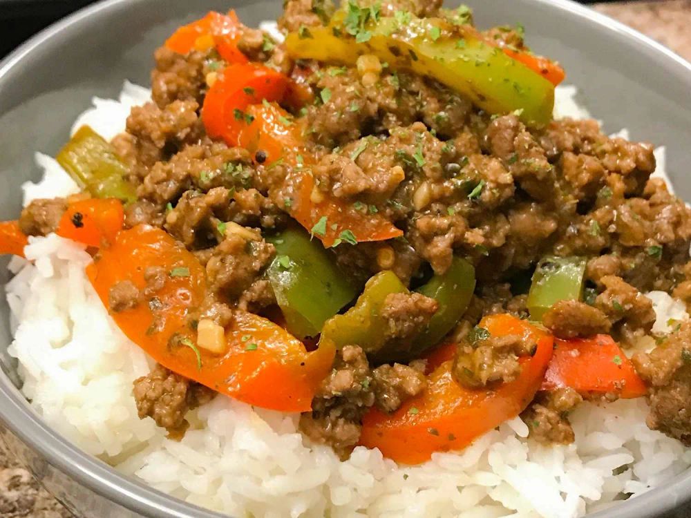 Asian Ground Beef and Pepper Saute