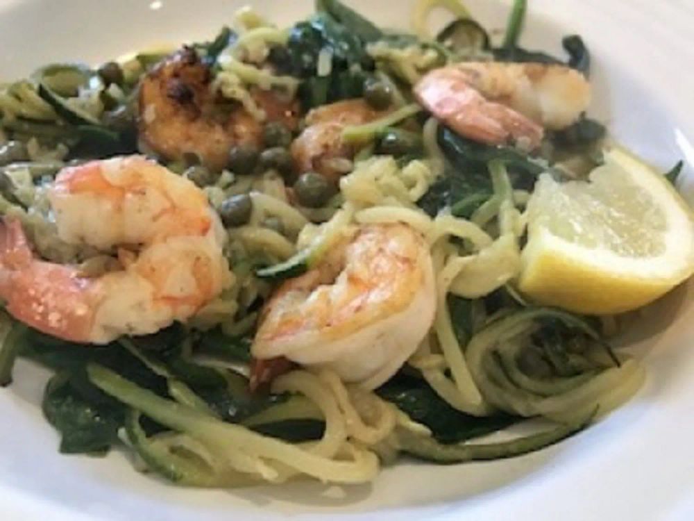 Lemon Zucchini Spaghetti with Shrimp