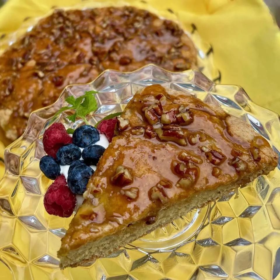 Buttermilk Banana Scones with Praline Glaze