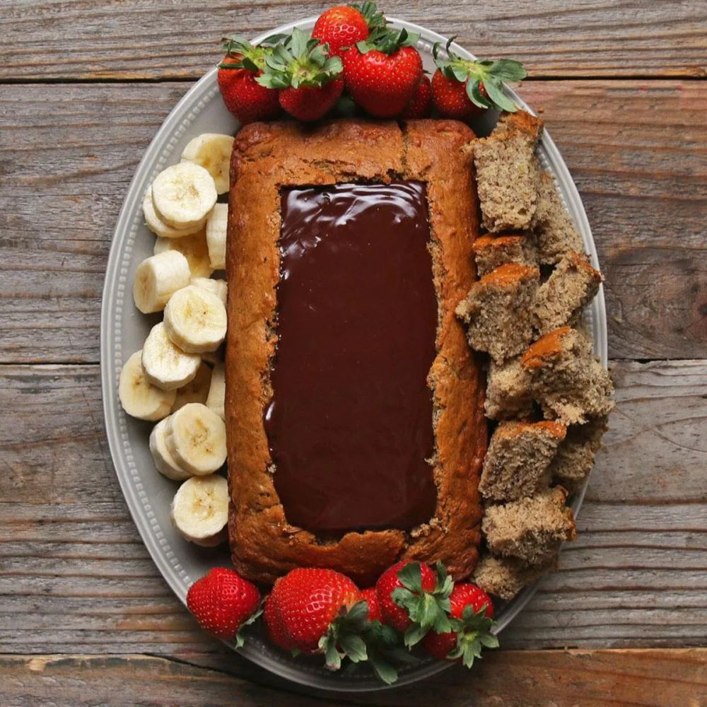 Chocolate Fondue Banana Bread Boat