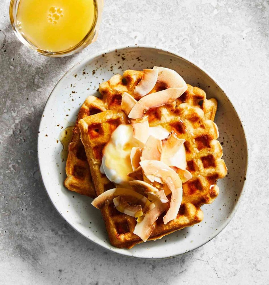 Coconut Crunch Healthier Whole-Grain Waffles