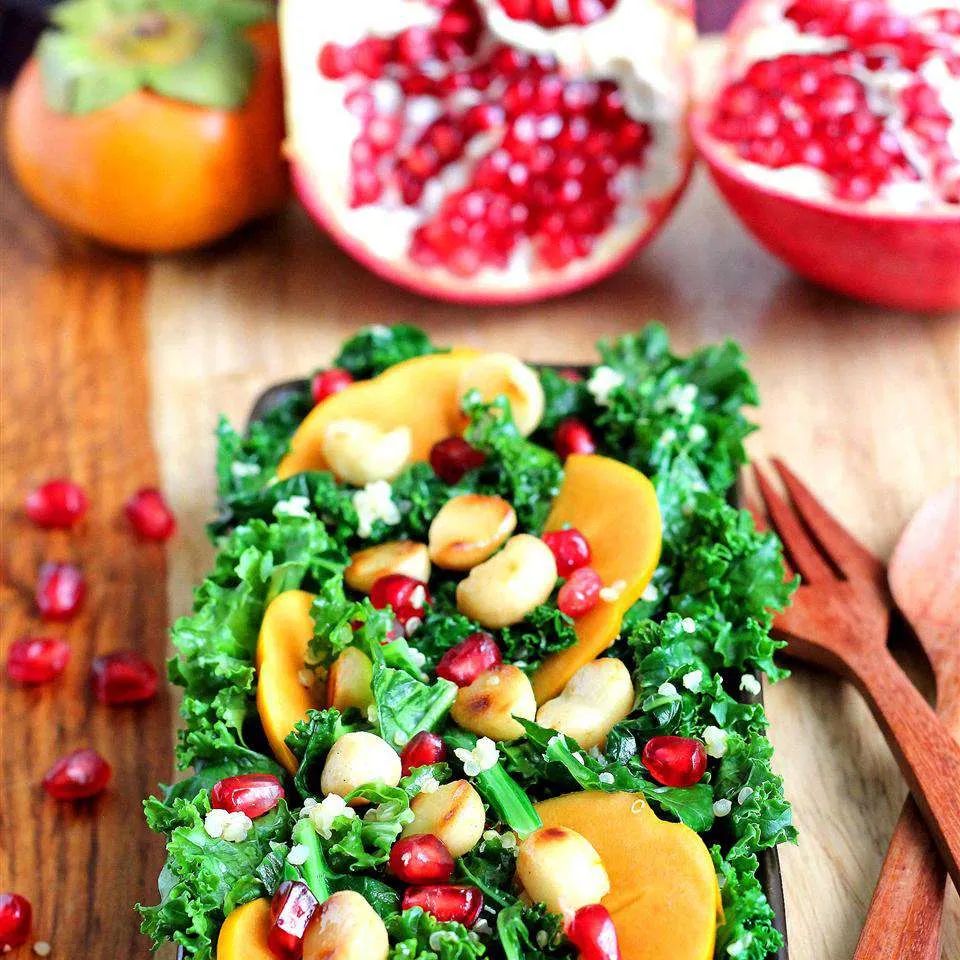 Persimmon, Pomegranate, and Massaged Kale Salad