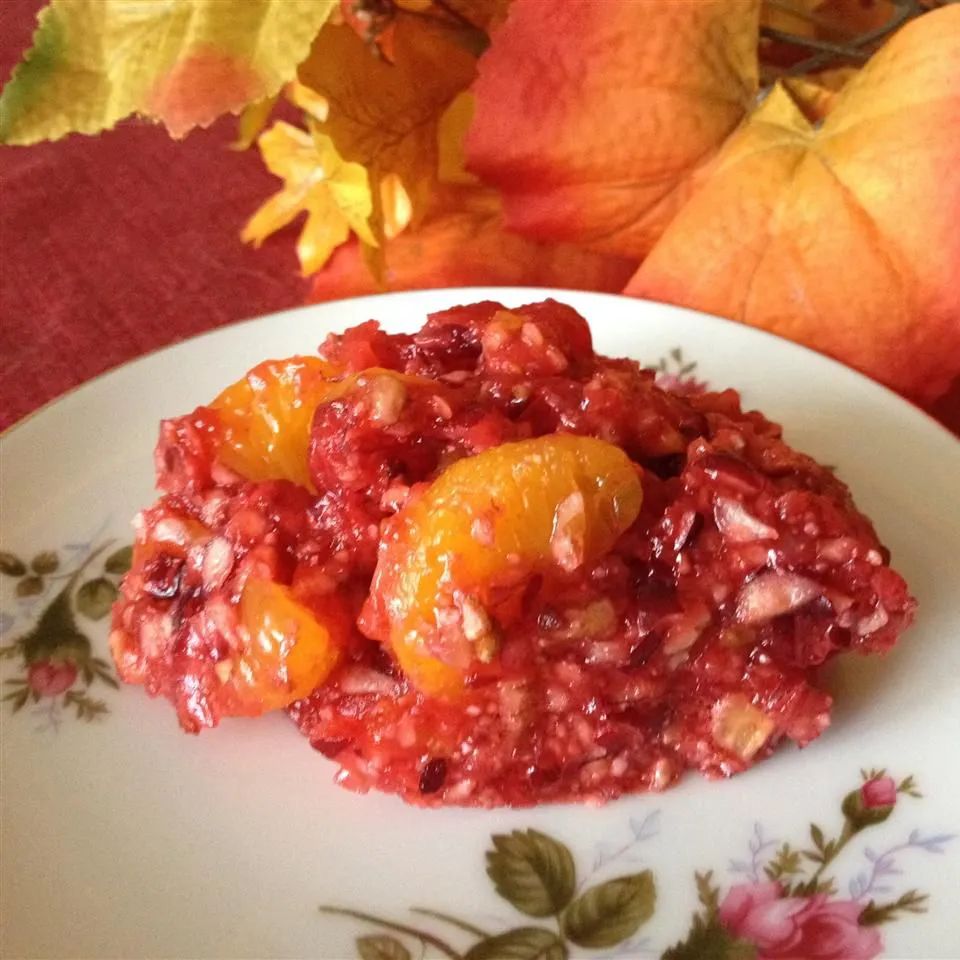 Cranberry Jell-O Salad with Mandarin Oranges