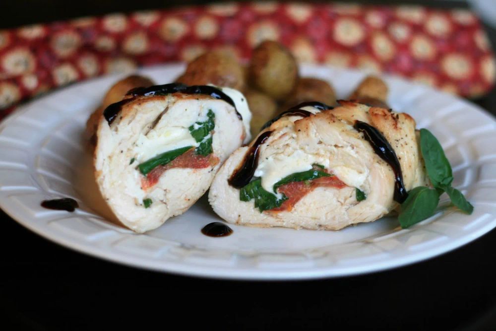 Caprese-Stuffed Chicken Breast with Balsamic Reduction