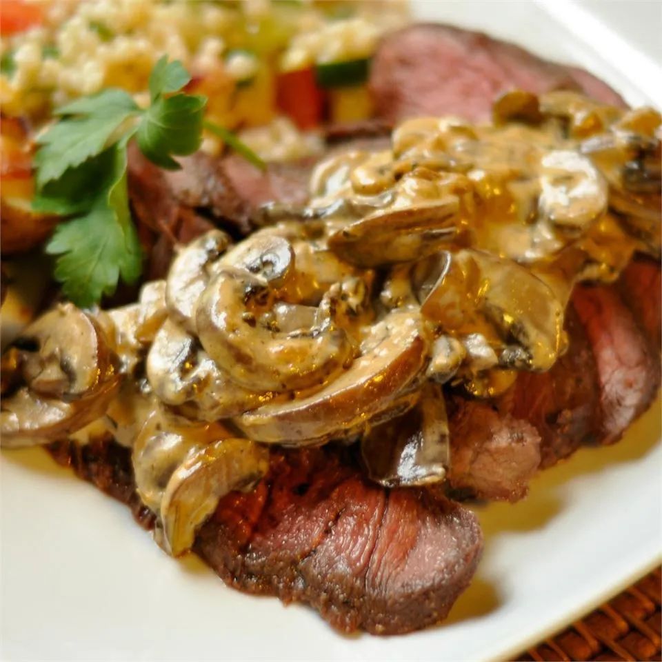 Flat Iron Steak with Mushroom Sauce