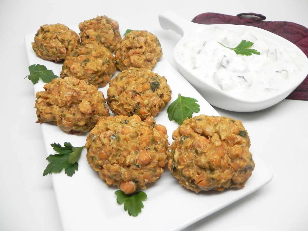 Spicy Baked Falafel with Tzatziki