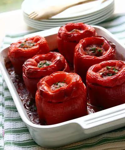 Beef and Rice Stuffed Bell Peppers