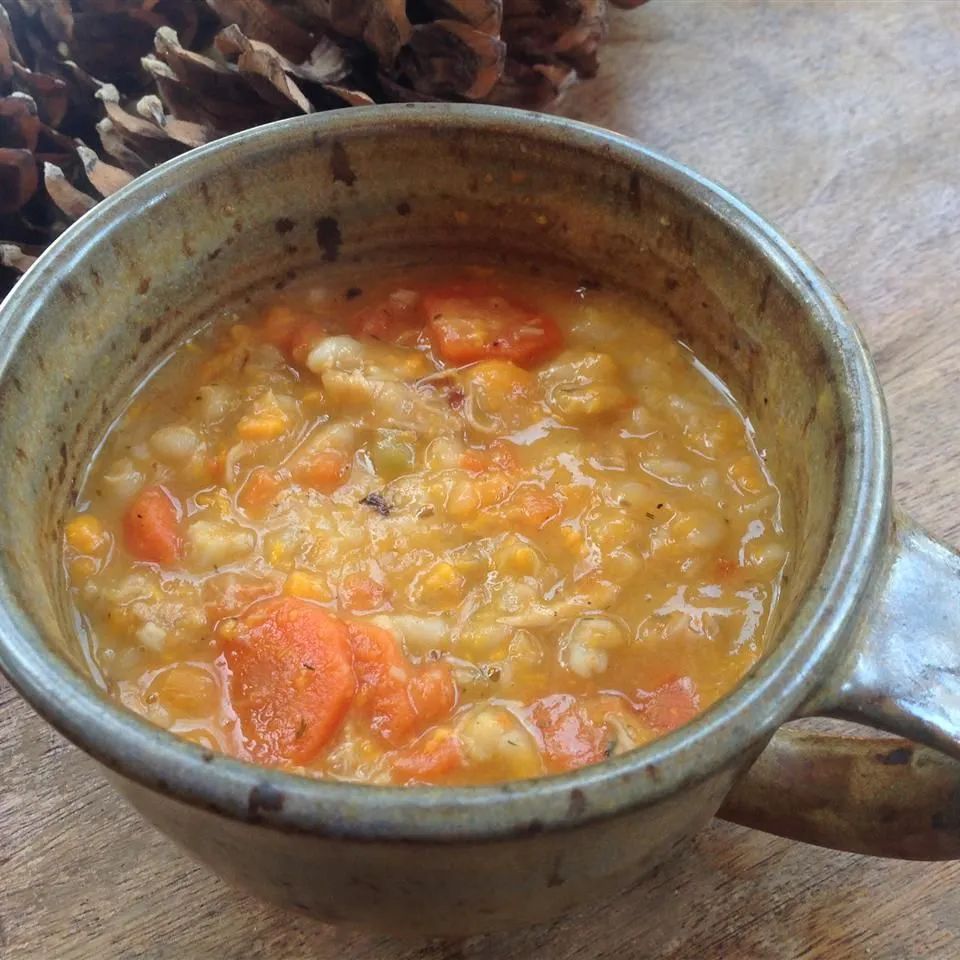 Chicken Barley Soup with Sweet Potato