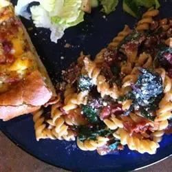 Swiss Chard and Bacon with Gemelli Pasta