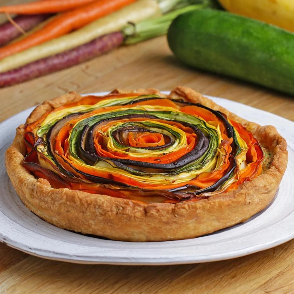 Rainbow Veggie And Pesto Tart