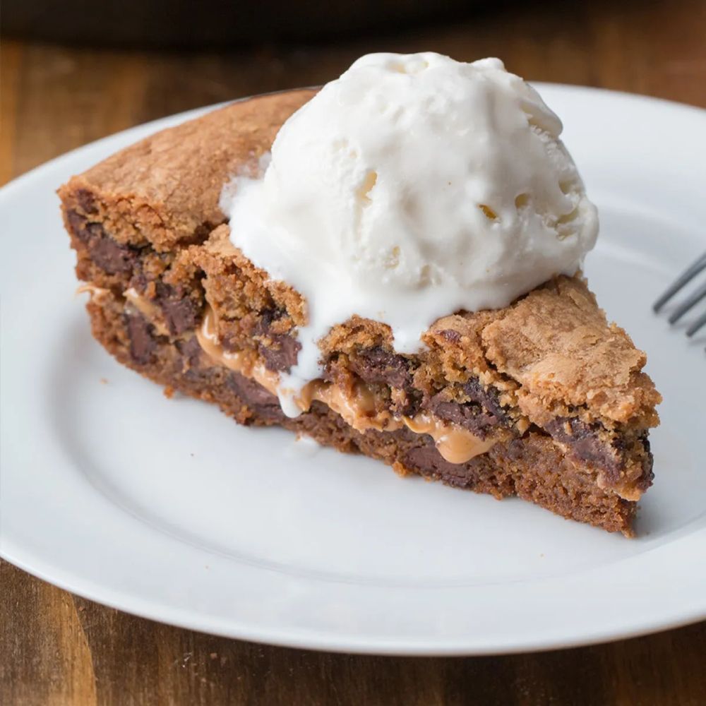 Peanut Butter-Stuffed Skillet Cookie