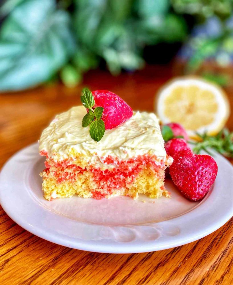 Strawberry Lemonade Poke Cake