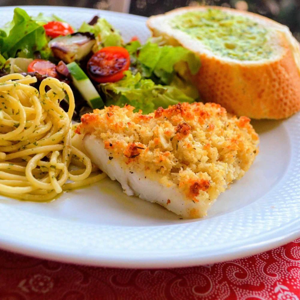 Crunchy Pecorino Baked Cod