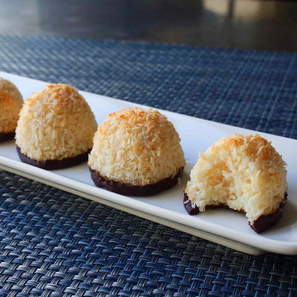 Chocolate-Dipped Coconut Macaroons