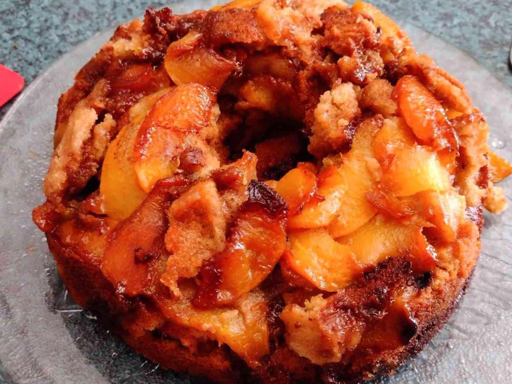 Peach Cobbler Upside-Down Pound Cake