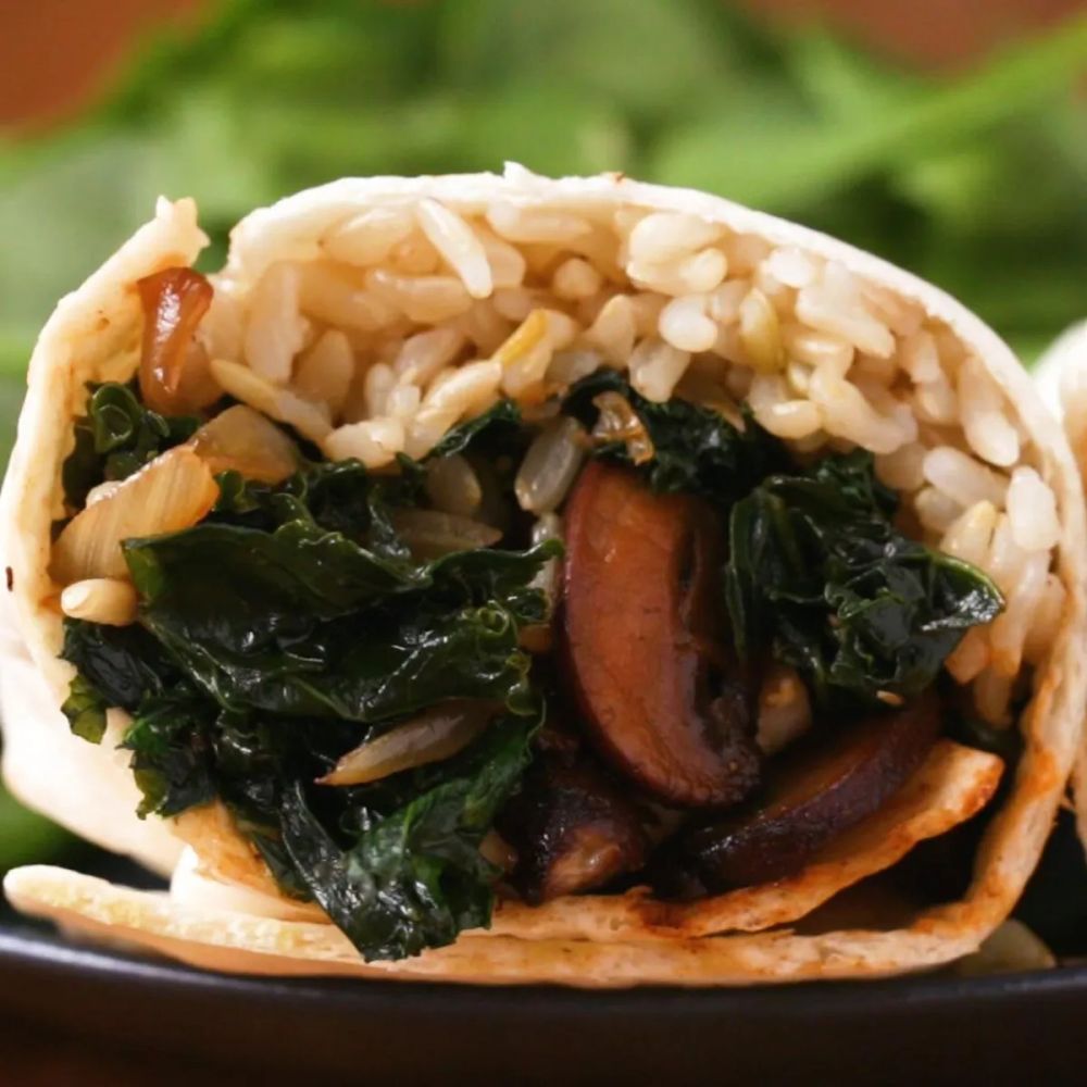 Mushroom And Kale Burritos