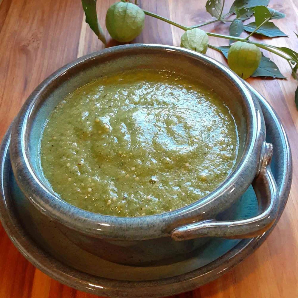 Roasted Tomatillo and Garlic Salsa