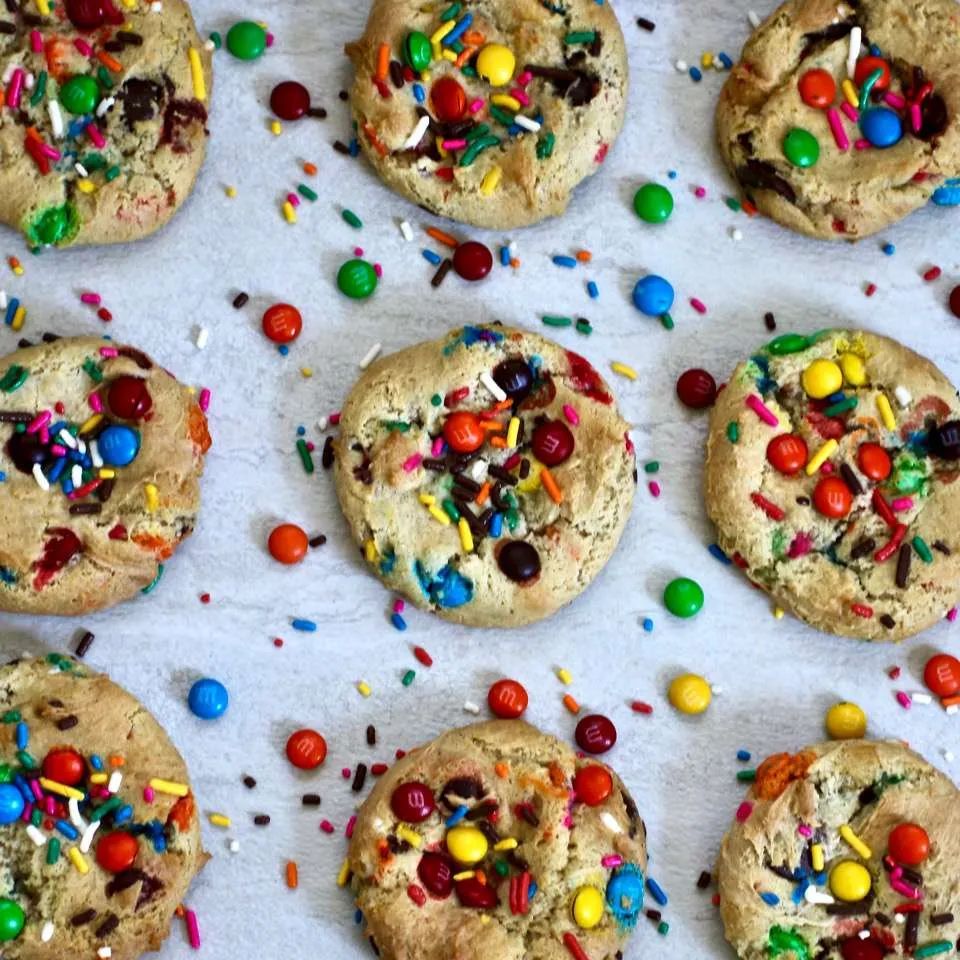 Chocolate Chip-Sprinkle Cookies with M&Ms