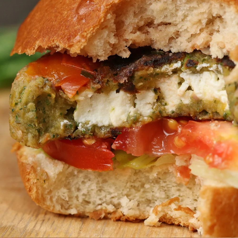 Feta-Stuffed Falafel Burgers