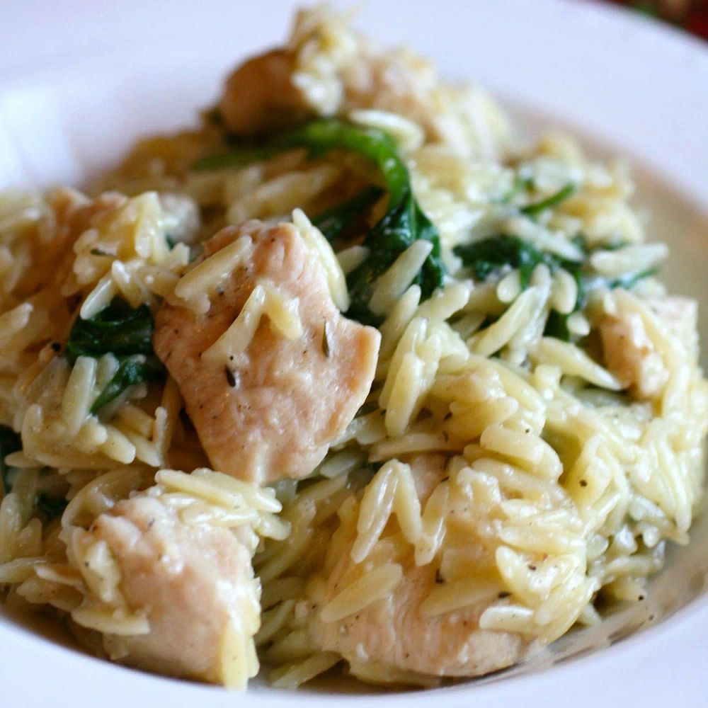 Garlic Chicken with Orzo Noodles