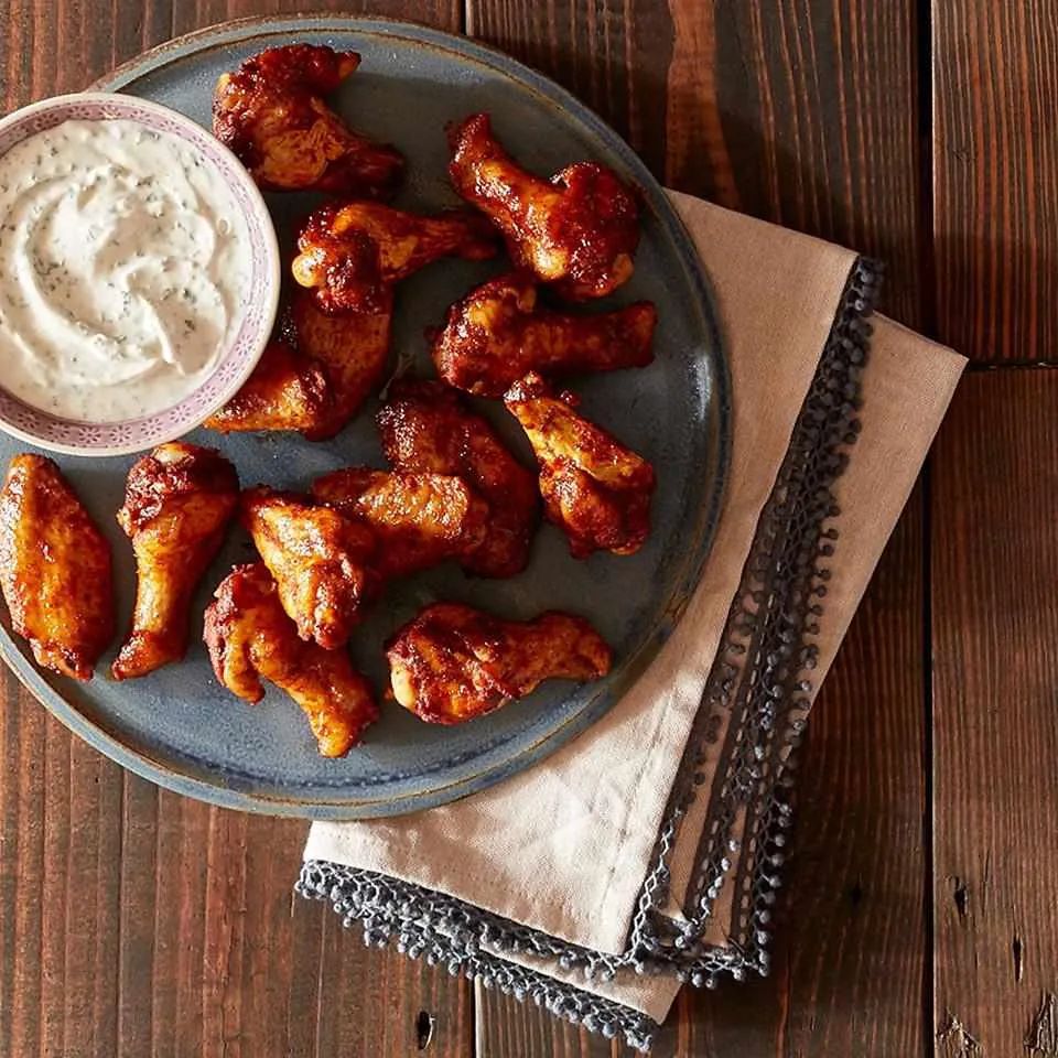 Crispy Baked Moroccan Chicken Wings with Yogurt Dip