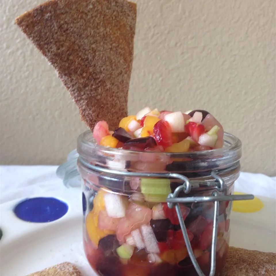 Rainbow Fruit Salsa with Whole Wheat Cinnamon Chips