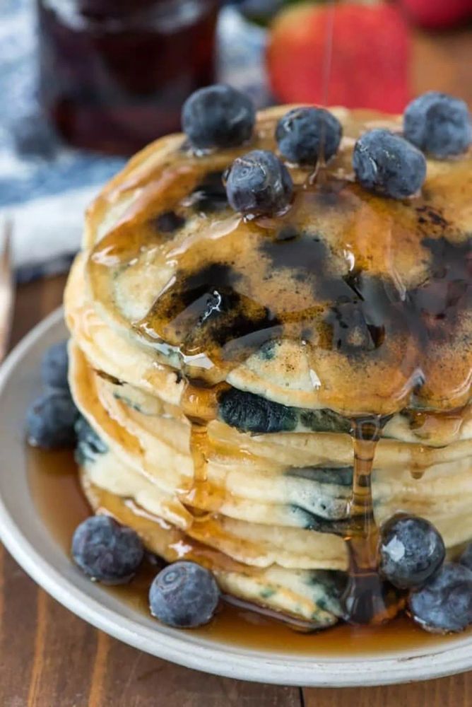 Fluffy Almond Breeze Blueberry Pancakes