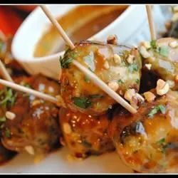 Ground Chicken Meatballs with Sweet Peanut Sauce