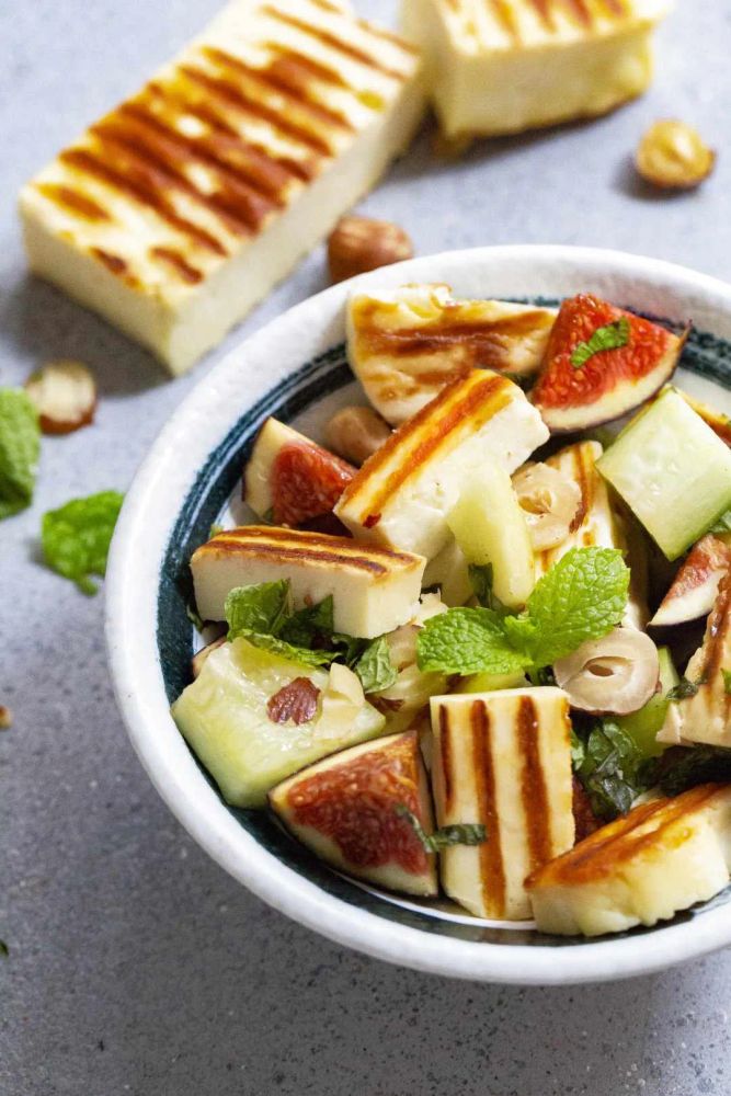 Pickled Cucumber, Fig, and Halloumi Salad