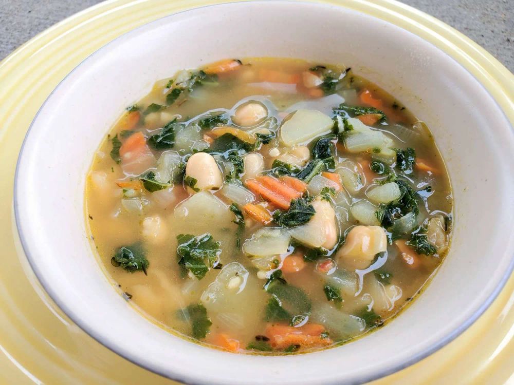 Savory Kale, Cannellini Bean, and Potato Soup