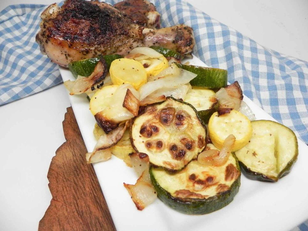 Air Fryer Zucchini, Yellow Squash, and Onion