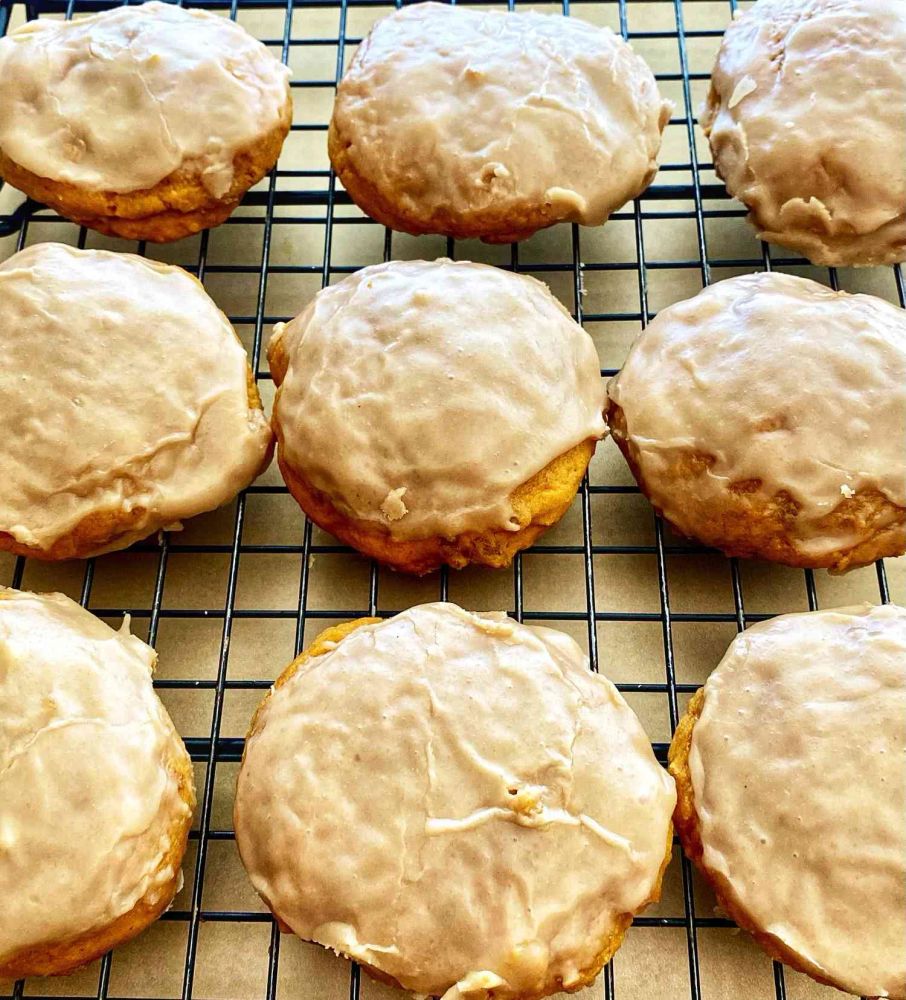 Pumpkin Cookies with Caramel Frosting