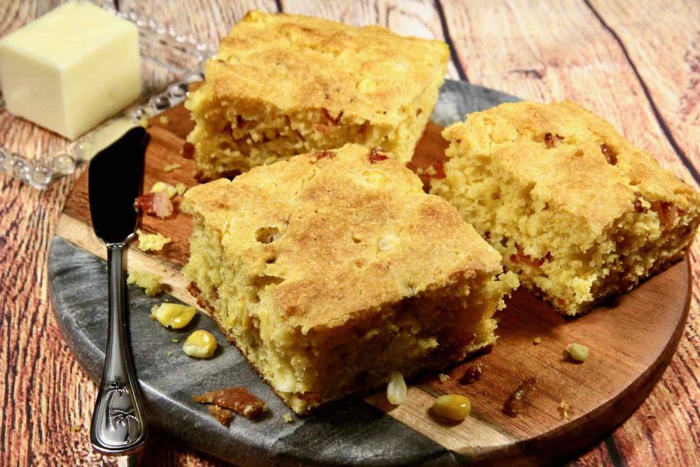 Buttermilk Cornbread with Bacon and Corn