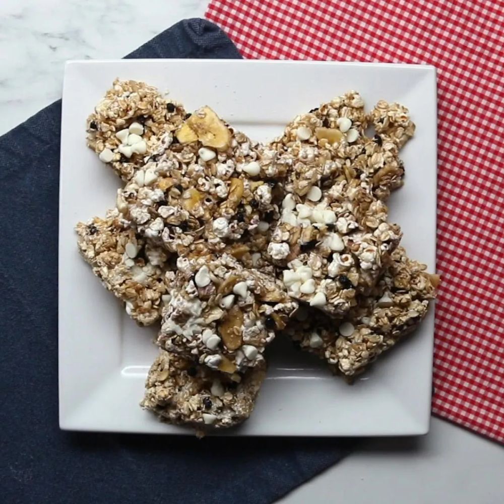 Blueberry Banana Yogurt Popcorn Bars