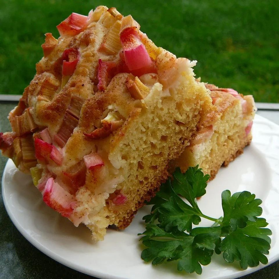 Sour Cream Rhubarb Coffee Cake