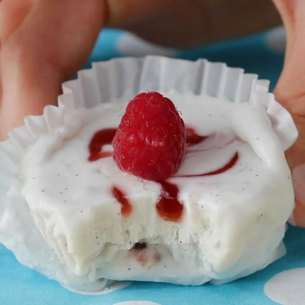 Dairy-Free Vanilla Raspberry Swirl Ice Cream Cups