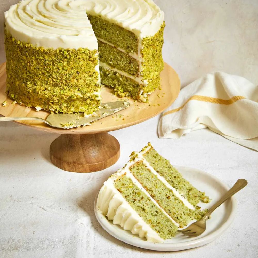 Pistachio Layer Cake with Cream Cheese Buttercream