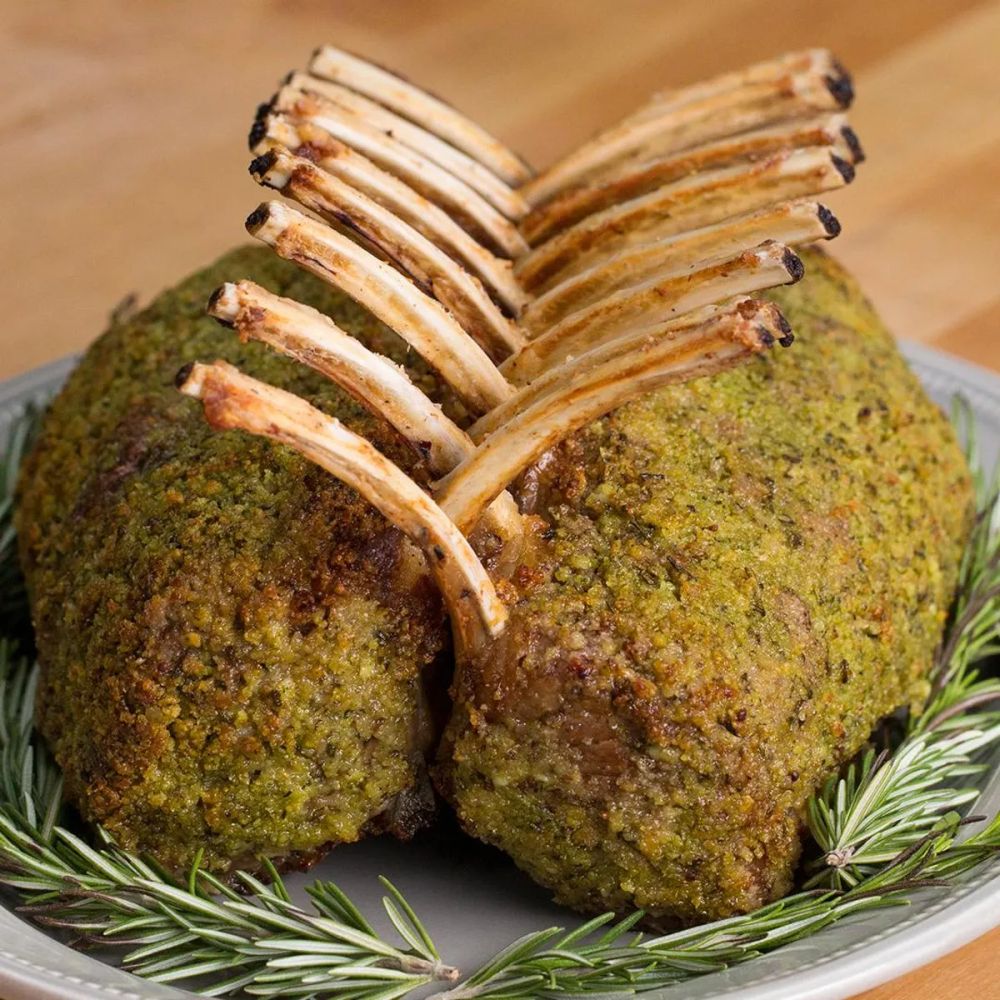 Garlic Herb-Crusted Roast Rack Of Lamb